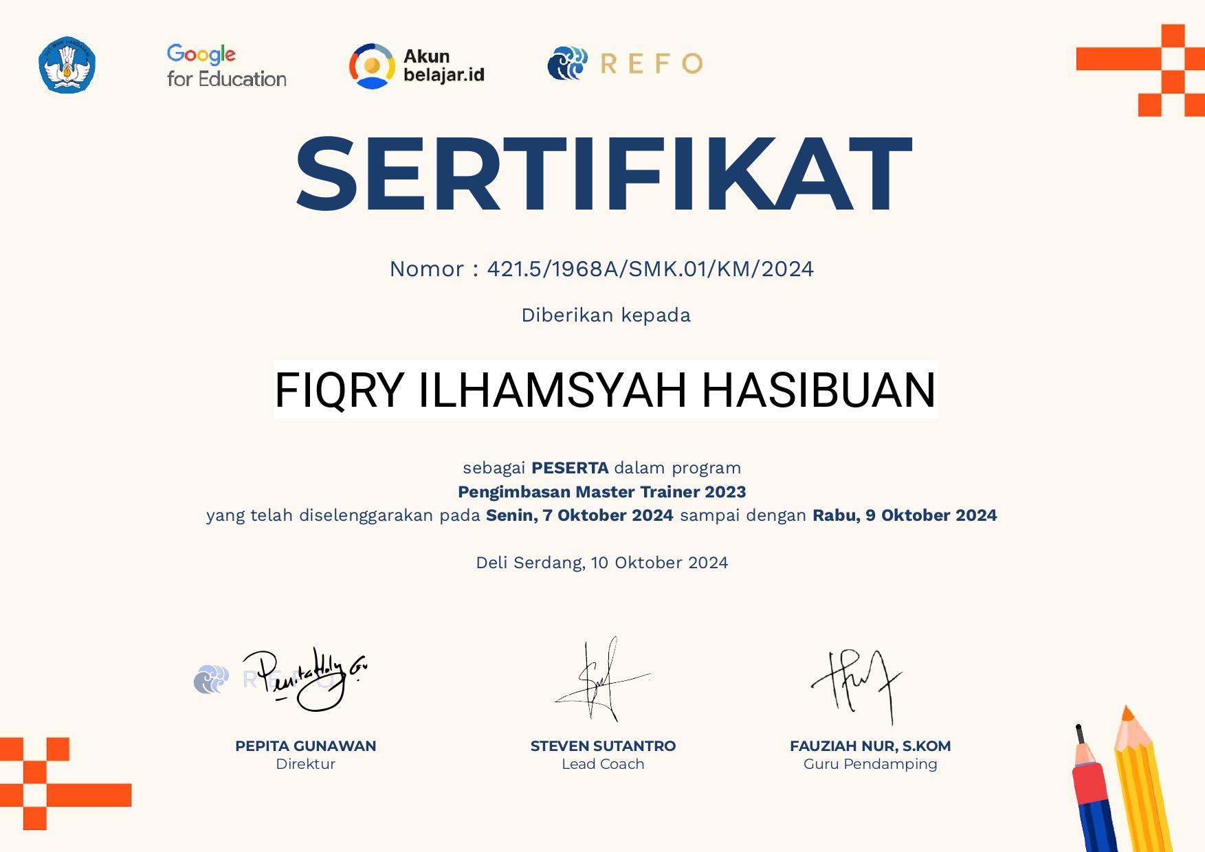 Master Trainer Program – Google for Education & REFO